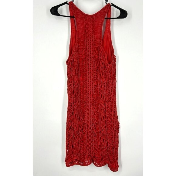 Diane Von Furstenberg Vintage Crotchet Orange Sparkle Mini Dress Large - Picture 2 of 5